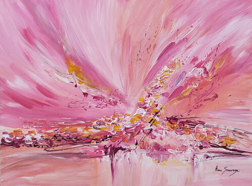 La tornade rose - peinture abstraite van ÂME SAUVAGE, Schilderij te koop op Singulart