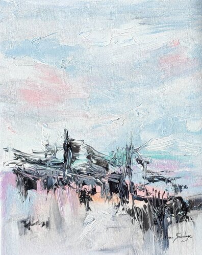 Vent du Nord - tableau abstrait couleurs pastel van ÂME SAUVAGE, Schilderij te koop op Singulart