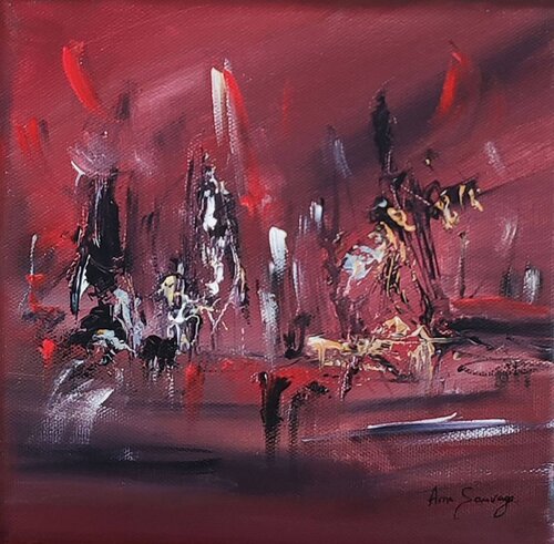 L'oiseau des laves - tableau rouge van ÂME SAUVAGE, Schilderij te koop op Singulart