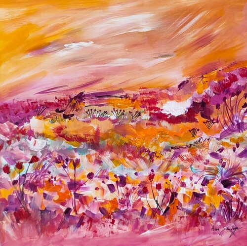 Un nouveau monde - tableau abstrait orange rouge von ÂME SAUVAGE, Malerei kaufen auf Singulart
