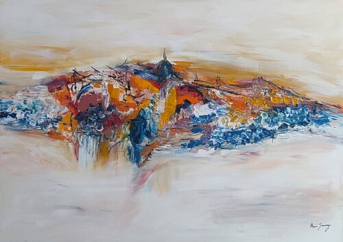 Vision d'un monde - grand tableau abstrait coloré sur toile di ÂME SAUVAGE, Pittura in vendita su Singulart