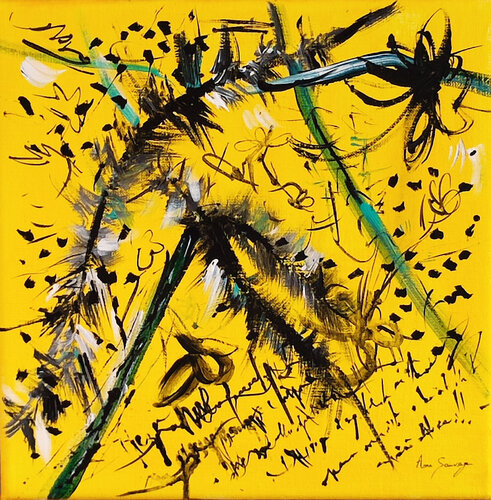 Haikü solaire - tableau abstrait jaune ÂME SAUVAGE