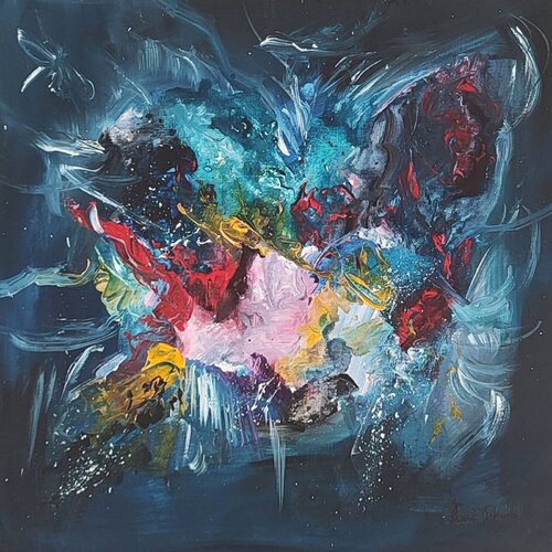 Création de l'univers - tableau abstrait bleu ÂME SAUVAGE