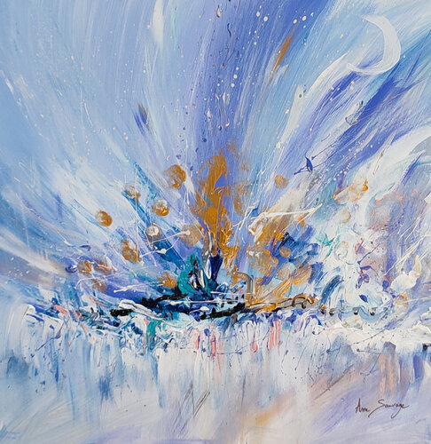 Feu et glace - tableau abstrait violet by ÂME SAUVAGE, Painting for Sale on Singulart