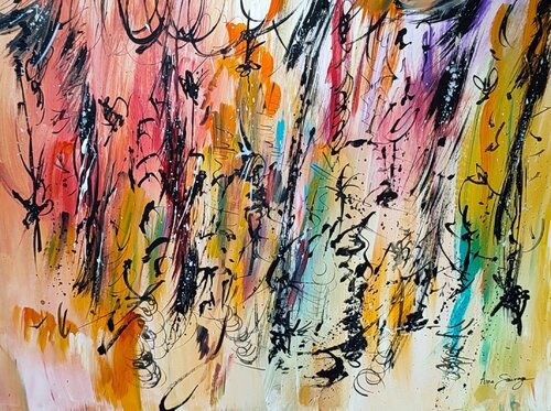 La joie des fées - peinture abstraite multicolore van ÂME SAUVAGE, Schilderij te koop op Singulart
