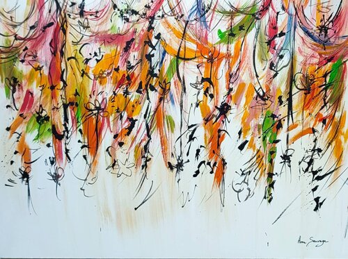 Lianes colorées - tableau abstrait coloré von ÂME SAUVAGE, Malerei kaufen auf Singulart