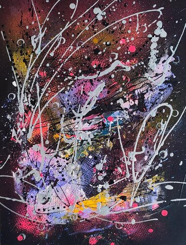Les confins de l'univers - tableau abstrait flashy design van ÂME SAUVAGE, Schilderij te koop op Singulart