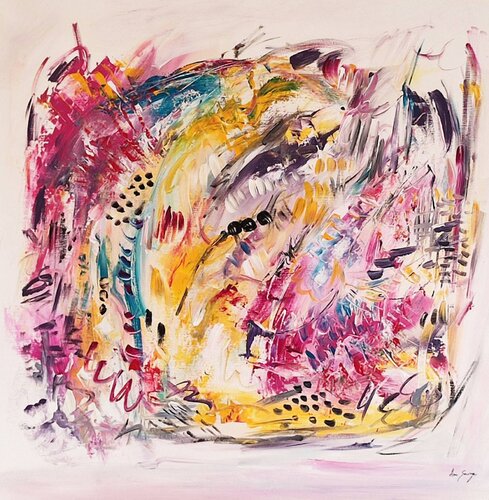 Rêve mouvementé - tableau abstrait coloré ÂME SAUVAGE