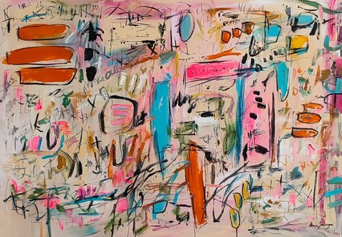 Formes et couleurs - tableau abstrait coloré van ÂME SAUVAGE, Schilderij te koop op Singulart