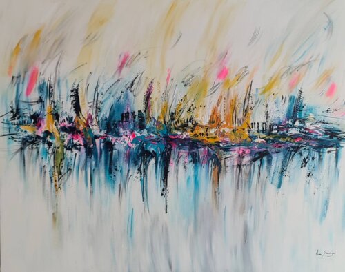 Vision du futur - grand tableau abstrait coloré by ÂME SAUVAGE, Painting for Sale on Singulart