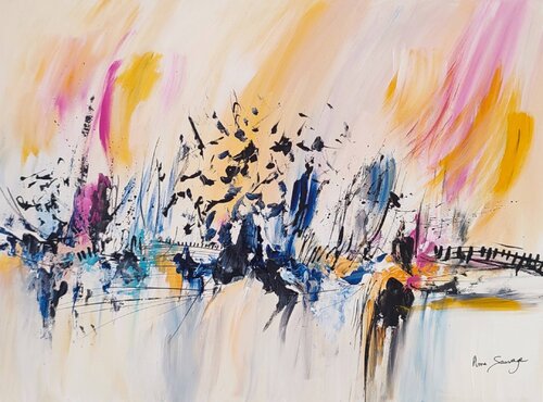 Opposition - tableau abstrait coloré van ÂME SAUVAGE, Schilderij te koop op Singulart
