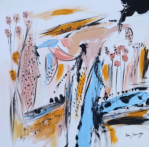 Vie de rêve - tableau abstrait minimaliste coloré van ÂME SAUVAGE, Schilderij te koop op Singulart