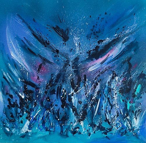 L'élévation - tableau abstrait bleu moderne design ÂME SAUVAGE