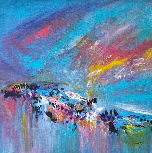 L'éclaircie - tableau abstrait coloré van ÂME SAUVAGE, Schilderij te koop op Singulart