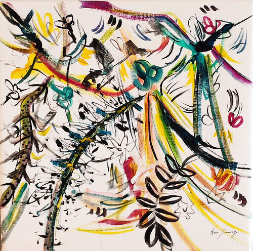 L'herboriste - tableau abstrait coloré par ÂME SAUVAGE, Peinture en vente sur Singulart