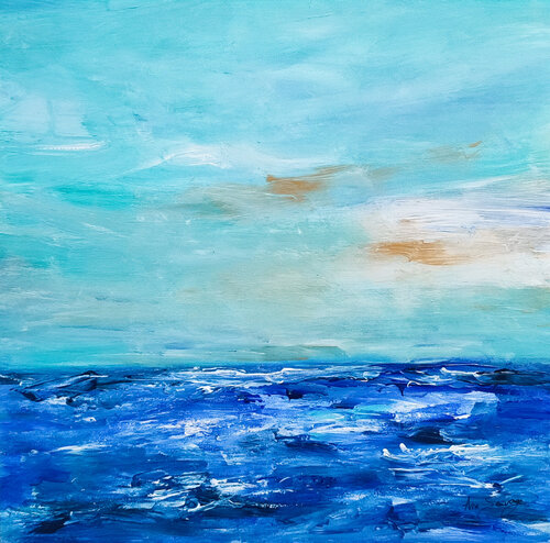Le calme de l'horizon - tableau abstrait bleu mer ÂME SAUVAGE