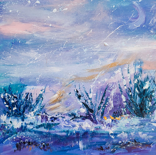 La neige de retour - tableau abstrait hiver ÂME SAUVAGE