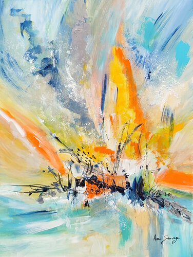 Destruction des ténèbres - tableau abstrait coloré van ÂME SAUVAGE, Schilderij te koop op Singulart