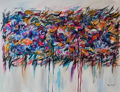 Histoires du monde - grand tableau abstrait coloré moderne by ÂME SAUVAGE, Painting for Sale on Singulart