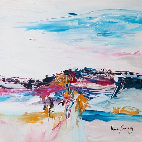 L'arbre de la plage - tableau abstrait coloré van ÂME SAUVAGE, Schilderij te koop op Singulart