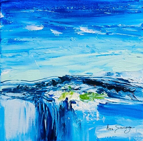 La nature résiliente - tableau abstrait bleu by ÂME SAUVAGE, Painting for Sale on Singulart