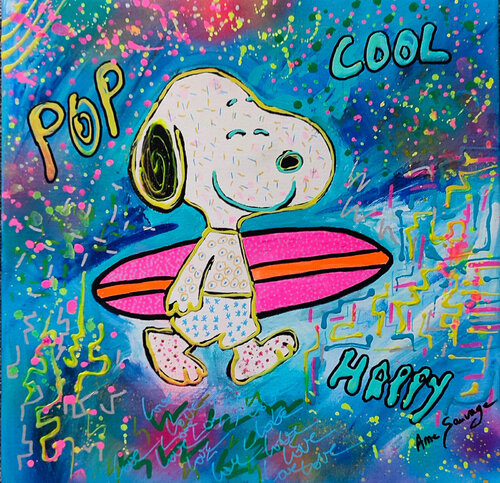 Snoopy surf par ÂME SAUVAGE, Peinture en vente sur Singulart