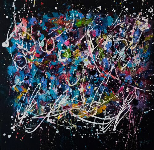 Monde de pensées - tableau abstrait coloré de ÂME SAUVAGE, Pintura a la venta en Singulart