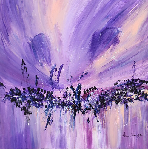 Purple world - tableau abstrait violet de ÂME SAUVAGE, Pintura a la venta en Singulart