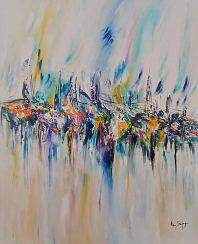 Rêve ou vision ? Grand tableau abstrait coloré by ÂME SAUVAGE, Painting for Sale on Singulart
