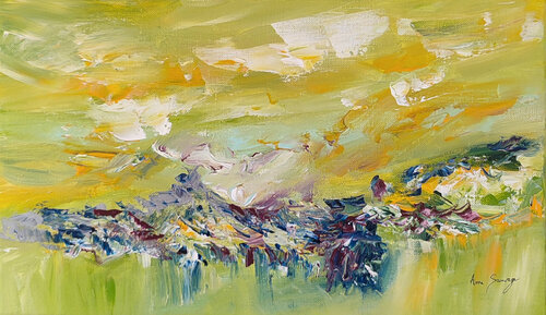 Vent et sable - tableau abstrait vert di ÂME SAUVAGE, Pittura in vendita su Singulart