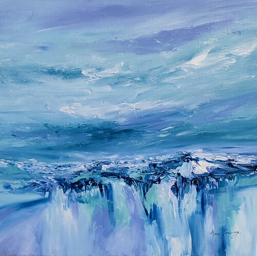 Terres de glaces - tableau abstrait bleu di ÂME SAUVAGE, Pittura in vendita su Singulart