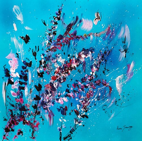 Plantes du ciel - tableau abstrait branche d'arbre fleurie van ÂME SAUVAGE, Schilderij te koop op Singulart