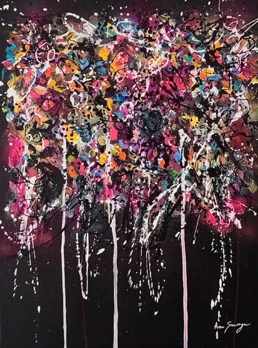 Pensées humaines - tableau abstrait coloré vertical van ÂME SAUVAGE, Schilderij te koop op Singulart