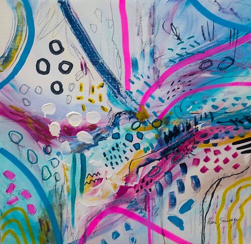 Embouchure - tableau abstrait multicolore by ÂME SAUVAGE, Painting for Sale on Singulart