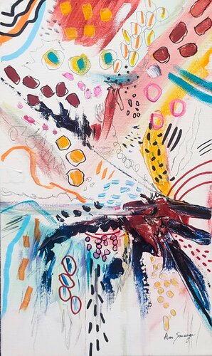 Le monstre chocolat - tableau abstrait coloré by ÂME SAUVAGE, Painting for Sale on Singulart