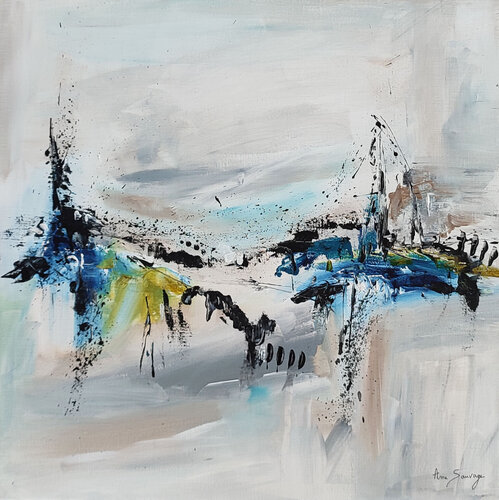 Les 4 sages - tableau abstrait minimaliste by ÂME SAUVAGE, Painting for Sale on Singulart