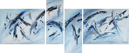 Le vol des âmes - tableau abstrait en 4 parties / quadriptyque by ÂME SAUVAGE, Painting for Sale on Singulart