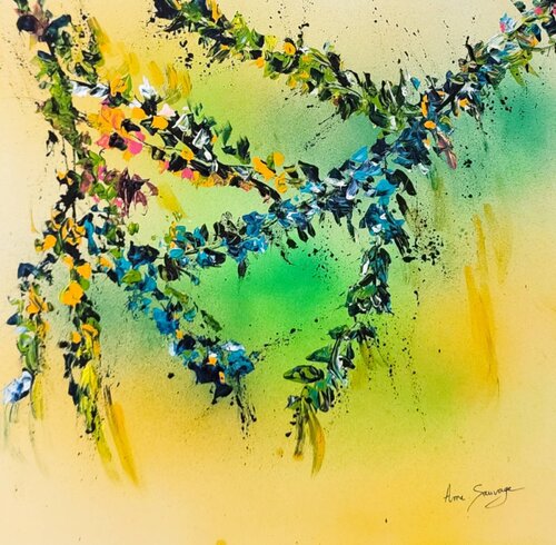Plante grimpante 3 - tableau abstrait arbre en fleurs von ÂME SAUVAGE, Malerei kaufen auf Singulart