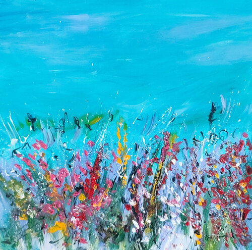 Le printemps revient - tableau abstrait floral de ÂME SAUVAGE, Pintura a la venta en Singulart
