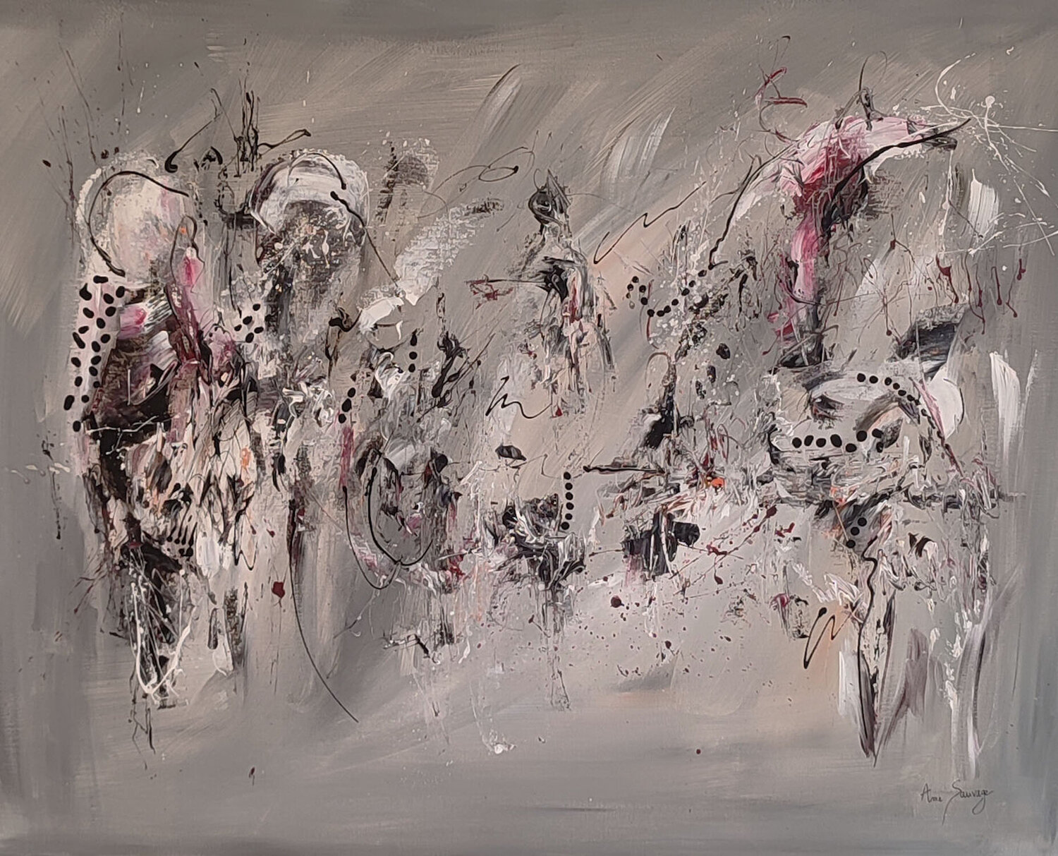 Mélange des genres - tableau gris ÂME SAUVAGE Originalgemälde zu verkaufen