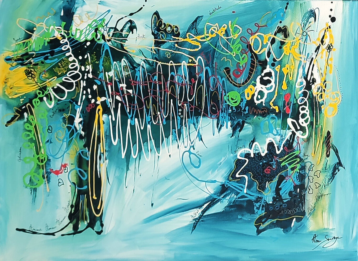 Pleasure party - tableau abstrait bleu ÂME SAUVAGE