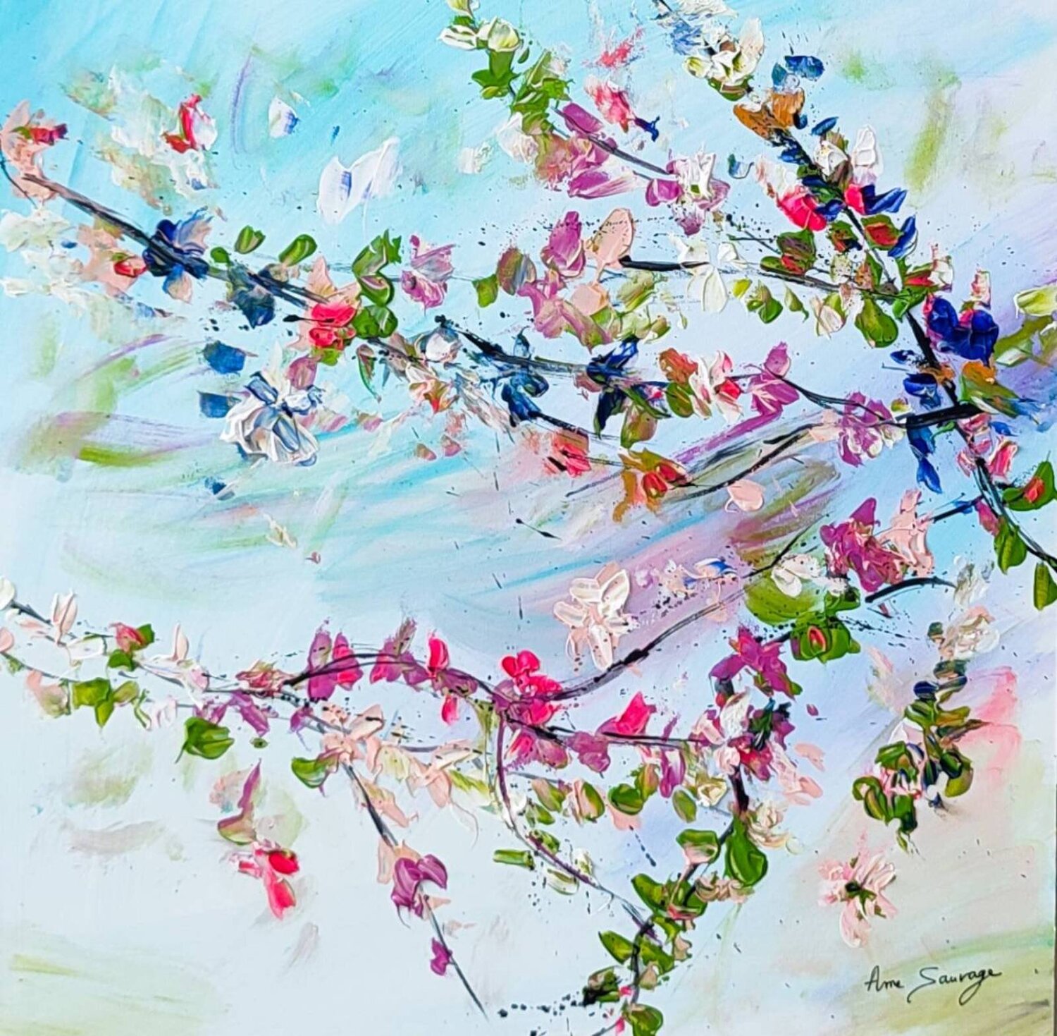 Plante grimpante - peinture florale ÂME SAUVAGE Originalgemälde zu verkaufen