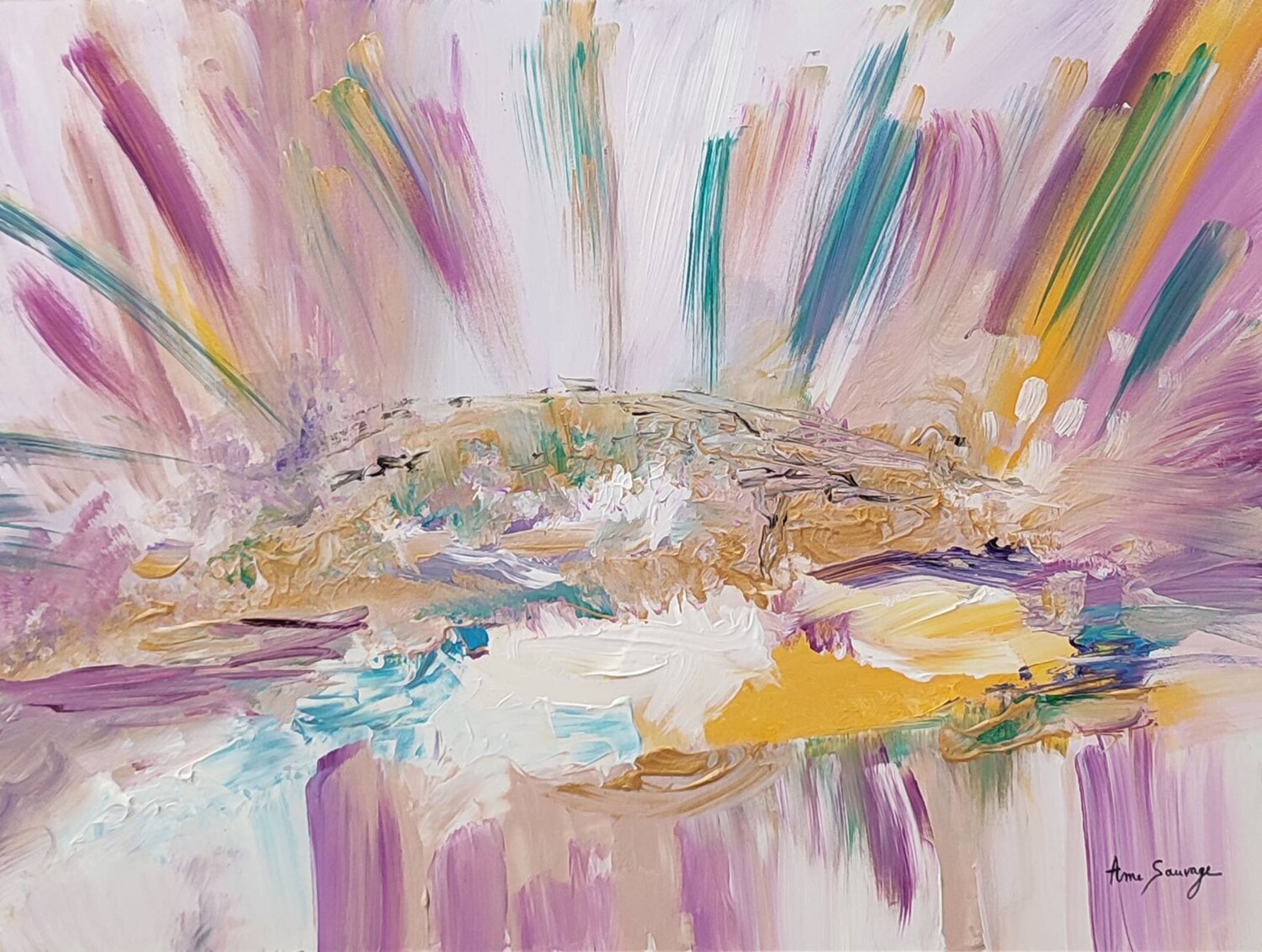 Eclats d'énergie - tableau abstrait rose ÂME SAUVAGE