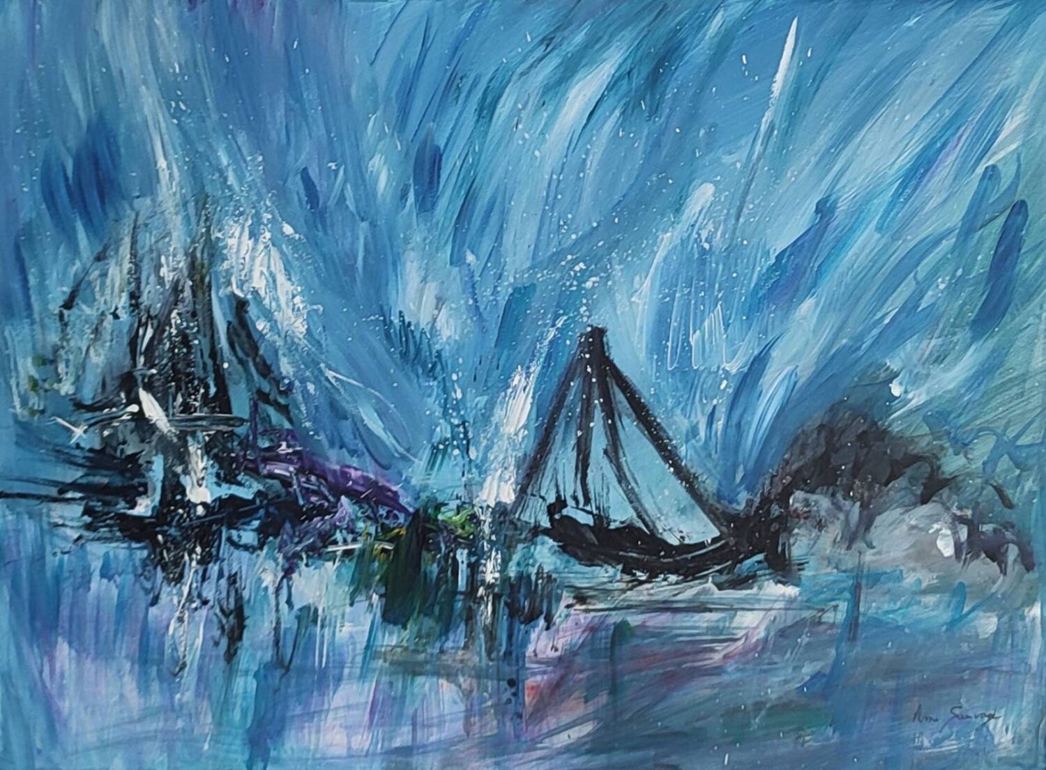 Un profond sommeil n°2 - tableau abstrait bleu ÂME SAUVAGE Originalgemälde zu verkaufen