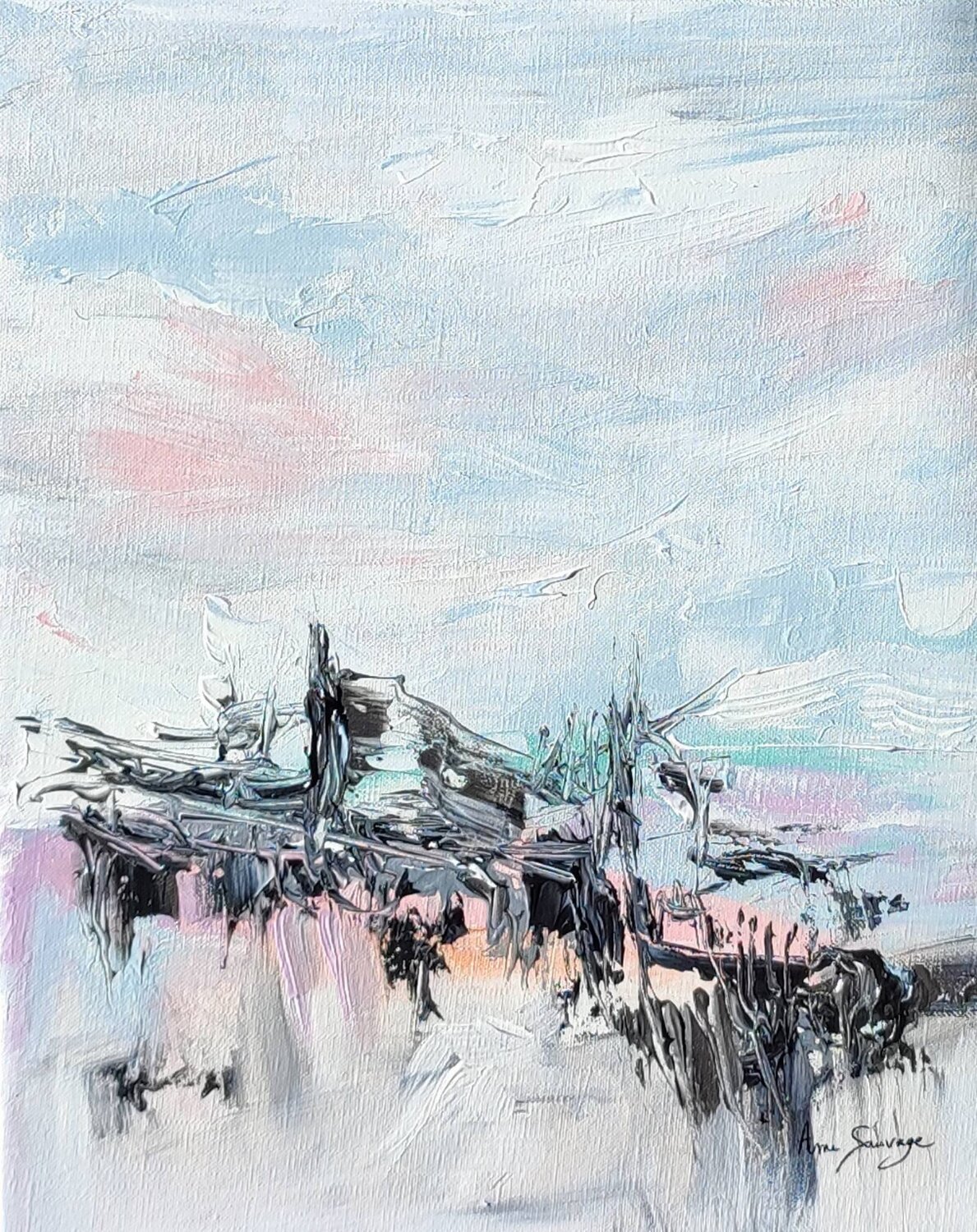 Vent du Nord - tableau abstrait couleurs pastel ÂME SAUVAGE