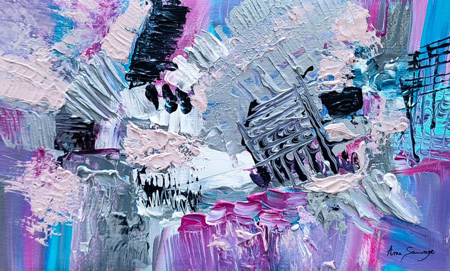 Energie pourpre - tableau au couteau ÂME SAUVAGE Dipinto originale in vendita