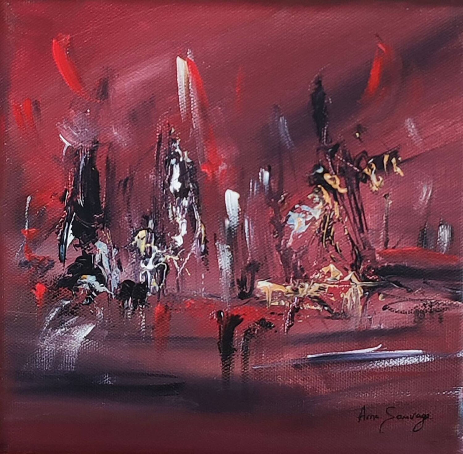 L'oiseau des laves - tableau rouge ÂME SAUVAGE Originalgemälde zu verkaufen