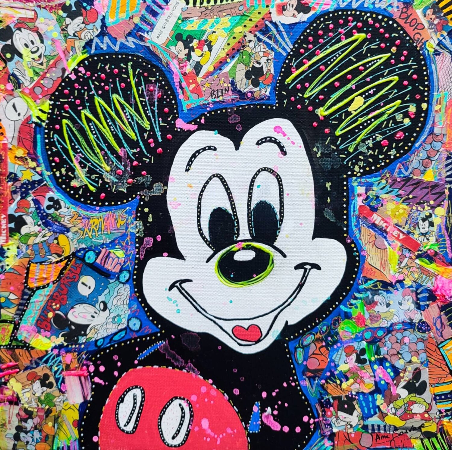 Mickey's adventures - tableau Mickey Disney Pop art ÂME SAUVAGE Originalgemälde zu verkaufen