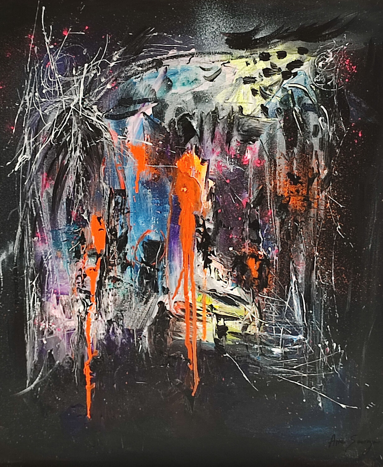 La pianiste - tableau abstrait noir et couleurs ÂME SAUVAGE Originalgemälde zu verkaufen