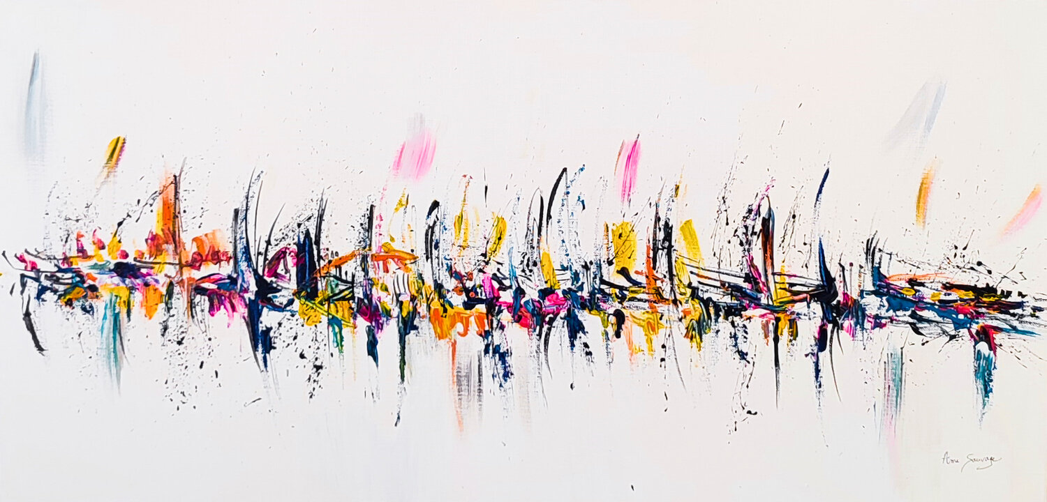 Echo du monde - tableau abstrait panoramique multicolore ÂME SAUVAGE